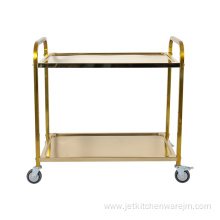 Two-tiers Wine Service Trolley With Golden Color